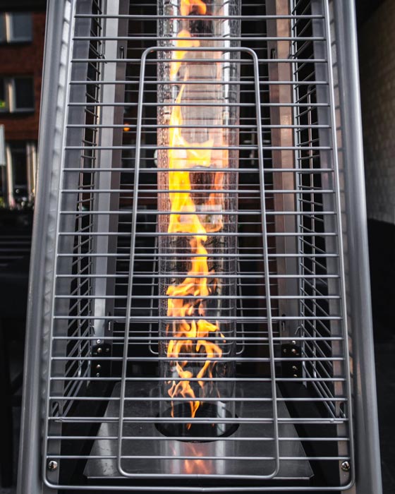 Close-up of a metal outdoor heater Close-up of a metal outdoor heater