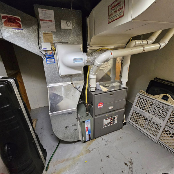 A basement Furnace heating system