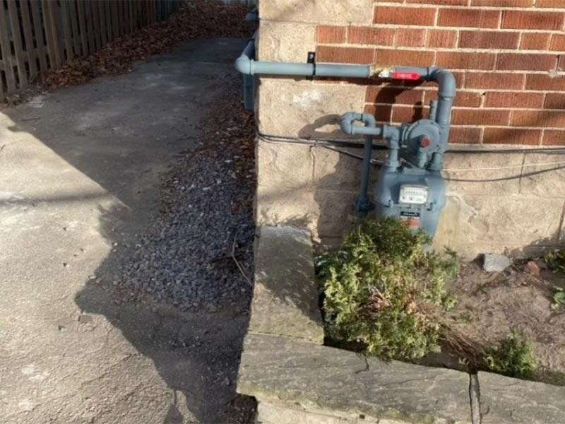 Outdoor gas meter with connected pipes Outdoor gas meter with connected pipes