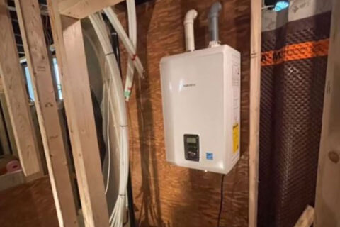 Tankless water heater in the basement