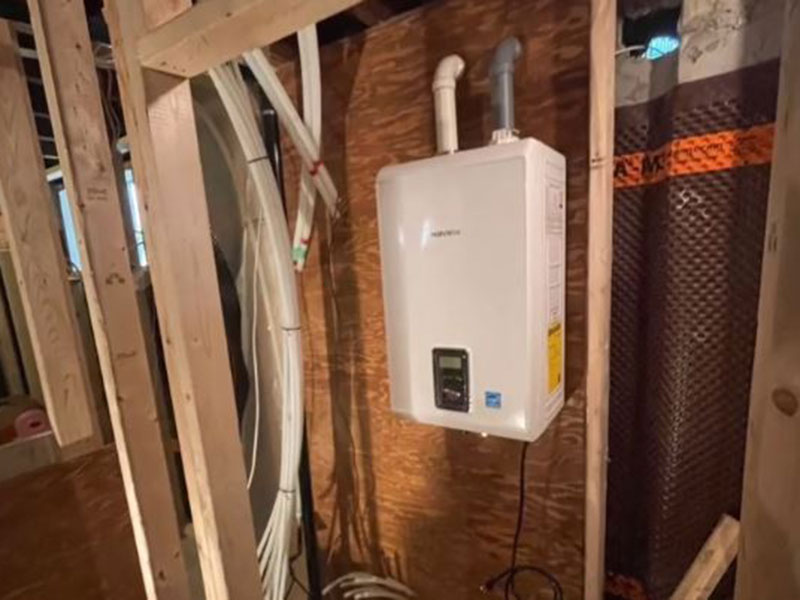 Tankless water heater in the basement