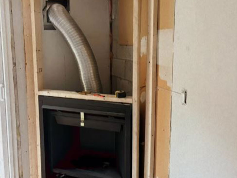 A exhausts for the gas fireplace system