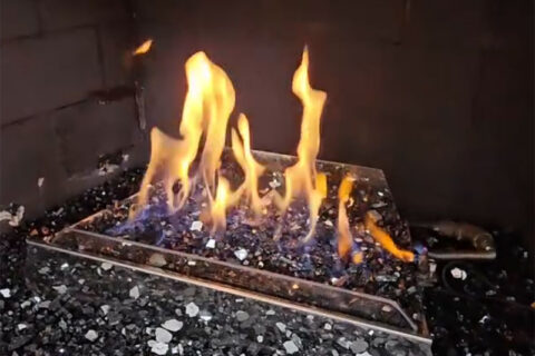 Fireplace with gas pipe installed