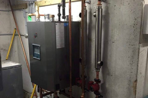high efficiency NTI boiler in the basement