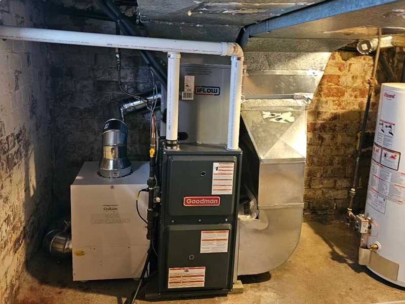 A Goodman Heating furnace in the basement