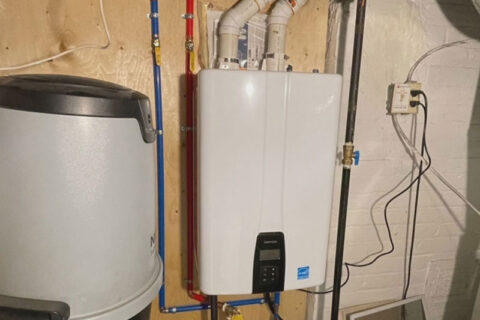A HAVC system in the basement