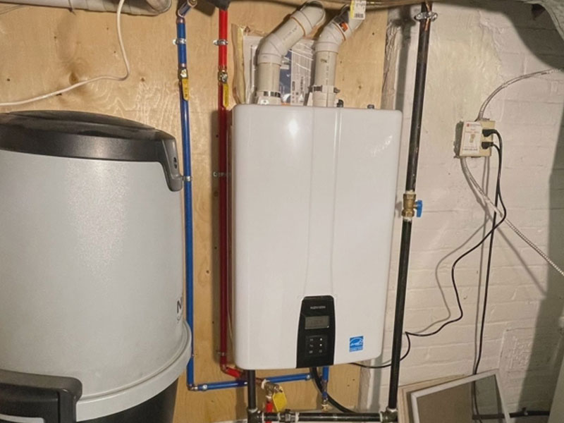 A HAVC system in the basement