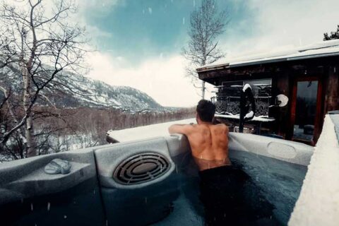 A man relaxing in the pool